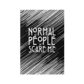 Обложка для паспорта матовая кожа с принтом Normal People Scare Me. в Белгороде, натуральная матовая кожа | размер 19,3 х 13,7 см; прозрачные пластиковые крепления | american horror story | games | normal people scare me | аутизм | документальный фильм об аутизме | игры | кино | люди | нормал пипл скар ми | очень странные дела | фильмы