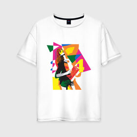 Женская футболка хлопок Oversize с принтом Pop art 100-11 в Белгороде, 100% хлопок | свободный крой, круглый ворот, спущенный рукав, длина до линии бедер
 | pin up | искусство | поп культура | популярное | ретро