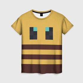 Женская футболка 3D с принтом Minecraft Bee в Белгороде, 100% полиэфир ( синтетическое хлопкоподобное полотно) | прямой крой, круглый вырез горловины, длина до линии бедер | bee | minecraft | майнкрафт | пчела | пчёлка | пчелобав