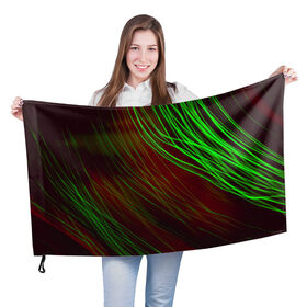 Флаг 3D с принтом Qleen в Белгороде, 100% полиэстер | плотность ткани — 95 г/м2, размер — 67 х 109 см. Принт наносится с одной стороны | abstraction | blur | green | light | lines | абстракция | зелёный | линии | размытость | свет