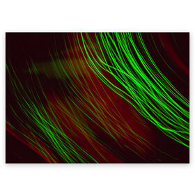 Поздравительная открытка с принтом Qleen в Белгороде, 100% бумага | плотность бумаги 280 г/м2, матовая, на обратной стороне линовка и место для марки
 | abstraction | blur | green | light | lines | абстракция | зелёный | линии | размытость | свет