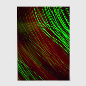 Постер с принтом Qleen в Белгороде, 100% бумага
 | бумага, плотность 150 мг. Матовая, но за счет высокого коэффициента гладкости имеет небольшой блеск и дает на свету блики, но в отличии от глянцевой бумаги не покрыта лаком | abstraction | blur | green | light | lines | абстракция | зелёный | линии | размытость | свет