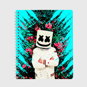 Тетрадь с принтом MARSHMELLO в Белгороде, 100% бумага | 48 листов, плотность листов — 60 г/м2, плотность картонной обложки — 250 г/м2. Листы скреплены сбоку удобной пружинной спиралью. Уголки страниц и обложки скругленные. Цвет линий — светло-серый
 | fortnite | marshmallo | marshmallow | marshmello | marshmellow | маршмелло | маршмеллоу | розы | фортнайт