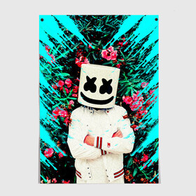 Постер с принтом MARSHMELLO в Белгороде, 100% бумага
 | бумага, плотность 150 мг. Матовая, но за счет высокого коэффициента гладкости имеет небольшой блеск и дает на свету блики, но в отличии от глянцевой бумаги не покрыта лаком | fortnite | marshmallo | marshmallow | marshmello | marshmellow | маршмелло | маршмеллоу | розы | фортнайт