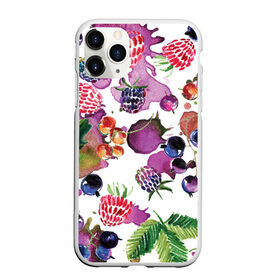 Чехол для iPhone 11 Pro матовый с принтом Ягоды в Белгороде, Силикон |  | Тематика изображения на принте: арт | зеленый | краска | краски | красный | листок | листья | малина | пятна | пятна краски | растение | рисунок | синий | тёмный | фиолетовый | чёрная малина | черника
