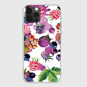 Чехол для iPhone 12 Pro с принтом Ягоды в Белгороде, силикон | область печати: задняя сторона чехла, без боковых панелей | арт | зеленый | краска | краски | красный | листок | листья | малина | пятна | пятна краски | растение | рисунок | синий | тёмный | фиолетовый | чёрная малина | черника