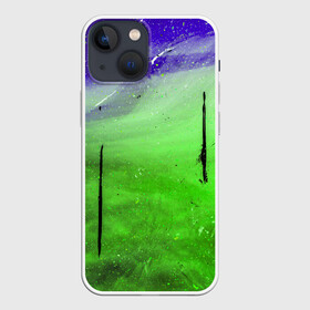 Чехол для iPhone 13 mini с принтом GreenFer в Белгороде,  |  | abstraction | art | blue | green | paint | stains | абстракция | арт | зелёный | краска | разводы | синий