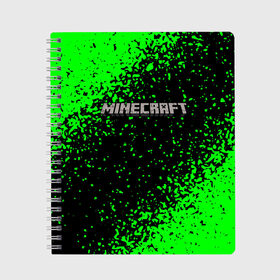 Тетрадь с принтом MINECRAFT в Белгороде, 100% бумага | 48 листов, плотность листов — 60 г/м2, плотность картонной обложки — 250 г/м2. Листы скреплены сбоку удобной пружинной спиралью. Уголки страниц и обложки скругленные. Цвет линий — светло-серый
 | creeper | game | minecraft | блоки | игра | квадраты | компьютерная | крипер | криппер | майнкрафт | огонь