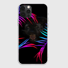 Чехол для iPhone 12 Pro Max с принтом Пантера в Белгороде, Силикон |  | black | cat | gradient | jungle | leaves | panther | градиент | джунгли | женское | кошка | листья | мужское | пантера | чёрный