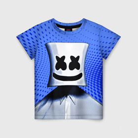 Детская футболка 3D с принтом MARSHMELLO в Белгороде, 100% гипоаллергенный полиэфир | прямой крой, круглый вырез горловины, длина до линии бедер, чуть спущенное плечо, ткань немного тянется | fortnite | marshmallo | marshmallow | marshmello | marshmellow | маршмелло | маршмеллоу | розы | фортнайт