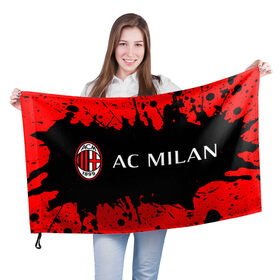 Флаг 3D с принтом AC MILAN / МИЛАН в Белгороде, 100% полиэстер | плотность ткани — 95 г/м2, размер — 67 х 109 см. Принт наносится с одной стороны | ac | ac milan | acm | football | logo | milan | sport | клуб | лого | логотип | логотипы | милан | символ | символы | спорт | форма | футбол | футбольная | футбольный