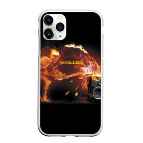 Чехол для iPhone 11 Pro Max матовый с принтом Metallica в Белгороде, Силикон |  | fire | flame | guitar | metallica | music | rock | skeleton | skull | trashmetal | гитара | металлика | музыка | огонь | пламя | рок | скелет | череп