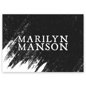 Поздравительная открытка с принтом MARILYN MANSON / М. МЭНСОН в Белгороде, 100% бумага | плотность бумаги 280 г/м2, матовая, на обратной стороне линовка и место для марки
 | logo | manson | marilyn | music | rock | группа | лого | логотип | логотипы | менсон | мерилин | мерлин | музыка | мэнсон | мэрилин | рок | символ