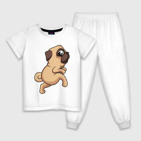 Детская пижама хлопок с принтом Крадущийся Мопс в Белгороде, 100% хлопок |  брюки и футболка прямого кроя, без карманов, на брюках мягкая резинка на поясе и по низу штанин
 | dog | зубы | крадущийся мопс | лапы | мем | мопс | пес | прикол | смешные животные | собака | собачка | щенок | юмор | язык