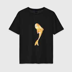 Женская футболка хлопок Oversize с принтом Карп кои в Белгороде, 100% хлопок | свободный крой, круглый ворот, спущенный рукав, длина до линии бедер
 | fish | illustration | koi | акварельная иллюстрация | карп кои | кои | рыба | рыбка