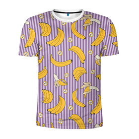 Мужская футболка 3D спортивная с принтом Бананчики в Белгороде, 100% полиэстер с улучшенными характеристиками | приталенный силуэт, круглая горловина, широкие плечи, сужается к линии бедра | banana | pattern | pattern banana | банан | банана | банановый паттерн | бананчик | бананчики | бананы | еда | паттерн | полоса | полосы | фрукт | фрукты
