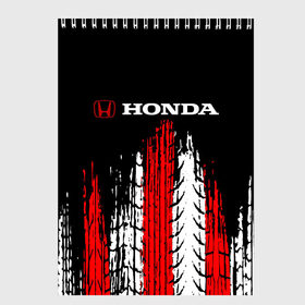 Скетчбук с принтом HONDA. в Белгороде, 100% бумага
 | 48 листов, плотность листов — 100 г/м2, плотность картонной обложки — 250 г/м2. Листы скреплены сверху удобной пружинной спиралью | Тематика изображения на принте: 