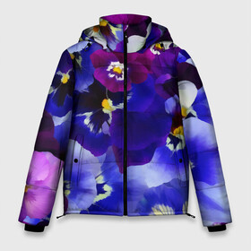 Мужская зимняя куртка 3D с принтом Акварельные Цветы в Белгороде, верх — 100% полиэстер; подкладка — 100% полиэстер; утеплитель — 100% полиэстер | длина ниже бедра, свободный силуэт Оверсайз. Есть воротник-стойка, отстегивающийся капюшон и ветрозащитная планка. 

Боковые карманы с листочкой на кнопках и внутренний карман на молнии. | flower | flowers | акварель | акварельные цветы | краска | краски | незабудка | рисунок | фиалка | фиалки | цветки | цветочки | цветы