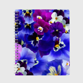 Тетрадь с принтом Акварельные Цветы в Белгороде, 100% бумага | 48 листов, плотность листов — 60 г/м2, плотность картонной обложки — 250 г/м2. Листы скреплены сбоку удобной пружинной спиралью. Уголки страниц и обложки скругленные. Цвет линий — светло-серый
 | Тематика изображения на принте: flower | flowers | акварель | акварельные цветы | краска | краски | незабудка | рисунок | фиалка | фиалки | цветки | цветочки | цветы