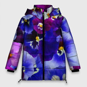 Женская зимняя куртка 3D с принтом Акварельные Цветы в Белгороде, верх — 100% полиэстер; подкладка — 100% полиэстер; утеплитель — 100% полиэстер | длина ниже бедра, силуэт Оверсайз. Есть воротник-стойка, отстегивающийся капюшон и ветрозащитная планка. 

Боковые карманы с листочкой на кнопках и внутренний карман на молнии | flower | flowers | акварель | акварельные цветы | краска | краски | незабудка | рисунок | фиалка | фиалки | цветки | цветочки | цветы