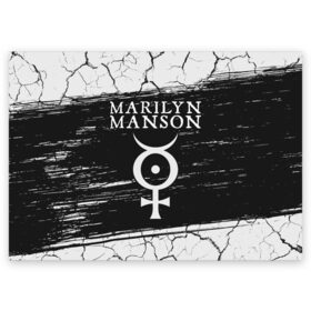 Поздравительная открытка с принтом MARILYN MANSON / М. МЭНСОН в Белгороде, 100% бумага | плотность бумаги 280 г/м2, матовая, на обратной стороне линовка и место для марки
 | Тематика изображения на принте: logo | manson | marilyn | music | rock | группа | лого | логотип | логотипы | менсон | мерилин | мерлин | музыка | мэнсон | мэрилин | рок | символ