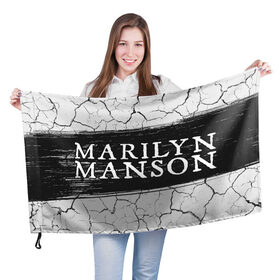Флаг 3D с принтом MARILYN MANSON / М. МЭНСОН в Белгороде, 100% полиэстер | плотность ткани — 95 г/м2, размер — 67 х 109 см. Принт наносится с одной стороны | 
