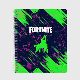 Тетрадь с принтом FORTNITE LAMA в Белгороде, 100% бумага | 48 листов, плотность листов — 60 г/м2, плотность картонной обложки — 250 г/м2. Листы скреплены сбоку удобной пружинной спиралью. Уголки страниц и обложки скругленные. Цвет линий — светло-серый
 | archetype | fortnite | fortnite 2 | fortnite x | ikonik | lama | marshmello | raven | архетип | ворон | иконик | лама | маршмелло | фортнайт | фортнайт 2 | фортнайт глава 2