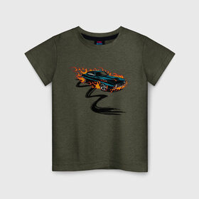 Детская футболка хлопок с принтом гоночная машина в Белгороде, 100% хлопок | круглый вырез горловины, полуприлегающий силуэт, длина до линии бедер | hot wheels | гонка | гоночная машина | машины | спортивная машина