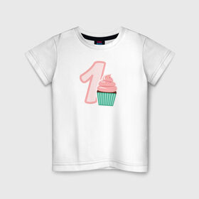 Детская футболка хлопок с принтом 1 годик в Белгороде, 100% хлопок | круглый вырез горловины, полуприлегающий силуэт, длина до линии бедер | будущие родители | день рождения | детские принты | детское | для детей | малыш