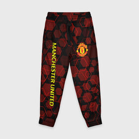 Детские брюки 3D с принтом Manchester United | Дьяволы в Белгороде, 100% полиэстер | манжеты по низу, эластичный пояс регулируется шнурком, по бокам два кармана без застежек, внутренняя часть кармана из мелкой сетки | 