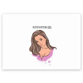 Поздравительная открытка с принтом Kisskateblog в Белгороде, 100% бумага | плотность бумаги 280 г/м2, матовая, на обратной стороне линовка и место для марки
 | blogger | xbloggers | xhouse | блогер | блогеры | инстаграм | тикток