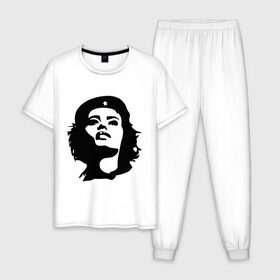 Мужская пижама хлопок с принтом Че Гевара девушка в Белгороде, 100% хлопок | брюки и футболка прямого кроя, без карманов, на брюках мягкая резинка на поясе и по низу штанин
 | Тематика изображения на принте: вождь | девушка | звезда | революция | че гевара