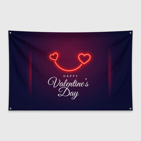 Флаг-баннер с принтом Happy Valentines Day в Белгороде, 100% полиэстер | размер 67 х 109 см, плотность ткани — 95 г/м2; по краям флага есть четыре люверса для крепления | 