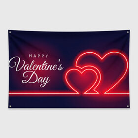 Флаг-баннер с принтом Happy Valentines Day в Белгороде, 100% полиэстер | размер 67 х 109 см, плотность ткани — 95 г/м2; по краям флага есть четыре люверса для крепления | 