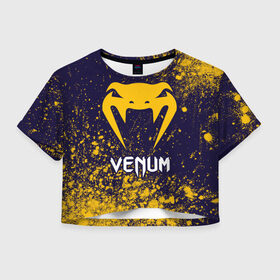 Женская футболка Crop-top 3D с принтом VENUM / ВЕНУМ в Белгороде, 100% полиэстер | круглая горловина, длина футболки до линии талии, рукава с отворотами | 