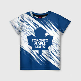 Детская футболка 3D с принтом Toronto Maple Leafs,  в Белгороде, 100% гипоаллергенный полиэфир | прямой крой, круглый вырез горловины, длина до линии бедер, чуть спущенное плечо, ткань немного тянется | Тематика изображения на принте: hockey | maple leafs | nhl | toronto | toronto maple leafs | usa | мейпл лифс | нхл | спорт | сша | торонто | торонто мейпл лифс | хоккей | шайба