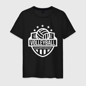 Мужская футболка хлопок с принтом ВОЛЕЙБОЛ в Белгороде, 100% хлопок | прямой крой, круглый вырез горловины, длина до линии бедер, слегка спущенное плечо. | beach | voleybal | volleyball | волебол | волейбол | волейболист | волейболистка | воллейбол | пляжный | я люблю