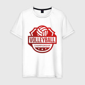 Мужская футболка хлопок с принтом VOLLEYBALL в Белгороде, 100% хлопок | прямой крой, круглый вырез горловины, длина до линии бедер, слегка спущенное плечо. | beach | voleybal | volleyball | волебол | волейбол | волейболист | волейболистка | воллейбол | пляжный | я люблю