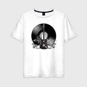 Женская футболка хлопок Oversize с принтом Rock n roll в Белгороде, 100% хлопок | свободный крой, круглый ворот, спущенный рукав, длина до линии бедер
 | 