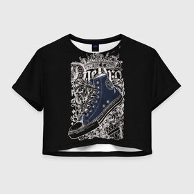 Женская футболка Crop-top 3D с принтом Королевские кеды в Белгороде, 100% полиэстер | круглая горловина, длина футболки до линии талии, рукава с отворотами | кеды с узорами | кеды. | королевские кеды | корона | узоры