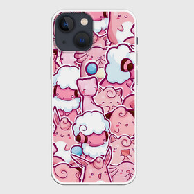 Чехол для iPhone 13 mini с принтом Розовое собрание в Белгороде,  |  | pokemon | pokemon go | арт | мью | мью ту | покемон | покемоны | рисунок | розовые покемоны | розовый покемон