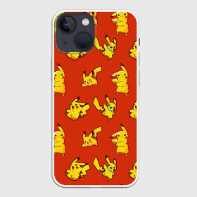 Чехол для iPhone 13 mini с принтом Пикачу в Белгороде,  |  | pokemon | pokemon go | арт | жёлтый | жёлтый мышонок мышь | красный | пикачу | покемон | покемоны | рисунок
