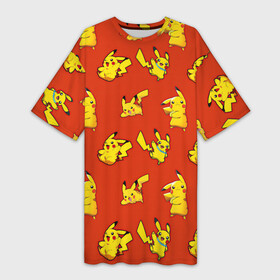 Платье-футболка 3D с принтом Пикачу в Белгороде,  |  | pokemon | pokemon go | арт | жёлтый | жёлтый мышонок мышь | красный | пикачу | покемон | покемоны | рисунок
