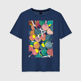 Женская футболка хлопок Oversize с принтом Чупа чупсы в Белгороде, 100% хлопок | свободный крой, круглый ворот, спущенный рукав, длина до линии бедер
 | конфеты | сладкое | сладости | чупа чупс | яркие цвета