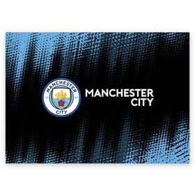 Поздравительная открытка с принтом MANCHESTER CITY Манчестер Сити в Белгороде, 100% бумага | плотность бумаги 280 г/м2, матовая, на обратной стороне линовка и место для марки
 | city | club | footbal | logo | manchester | знак | клуб | логотип | логотипы | манчестер | символ | символы | сити | форма | футбол | футбольная | футбольный