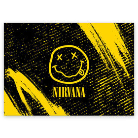 Поздравительная открытка с принтом NIRVANA / НИРВАНА в Белгороде, 100% бумага | плотность бумаги 280 г/м2, матовая, на обратной стороне линовка и место для марки
 | Тематика изображения на принте: band | cobain | face | kurt | logo | music | nirvana | rock | rocknroll | группа | кобейн | курт | лого | логотип | музыка | музыкальная | нирвана | рожица | рок | рокнролл | символ
