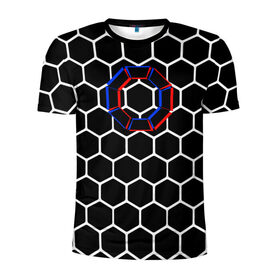 Мужская футболка 3D спортивная с принтом ЧЕРНОЕ ЗЕРКАЛО ЗАГРУЗКА в Белгороде, 100% полиэстер с улучшенными характеристиками | приталенный силуэт, круглая горловина, широкие плечи, сужается к линии бедра | 