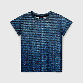 Детская футболка 3D с принтом Джинса в Белгороде, 100% гипоаллергенный полиэфир | прямой крой, круглый вырез горловины, длина до линии бедер, чуть спущенное плечо, ткань немного тянется | Тематика изображения на принте: blue | джинса | джинсовая текстура | текстуры | цвет джинса