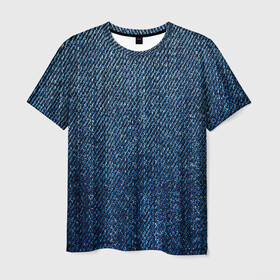 Мужская футболка 3D с принтом Джинса в Белгороде, 100% полиэфир | прямой крой, круглый вырез горловины, длина до линии бедер | Тематика изображения на принте: blue | джинса | джинсовая текстура | текстуры | цвет джинса