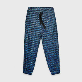 Детские брюки 3D с принтом Джинса в Белгороде, 100% полиэстер | манжеты по низу, эластичный пояс регулируется шнурком, по бокам два кармана без застежек, внутренняя часть кармана из мелкой сетки | blue | джинса | джинсовая текстура | текстуры | цвет джинса